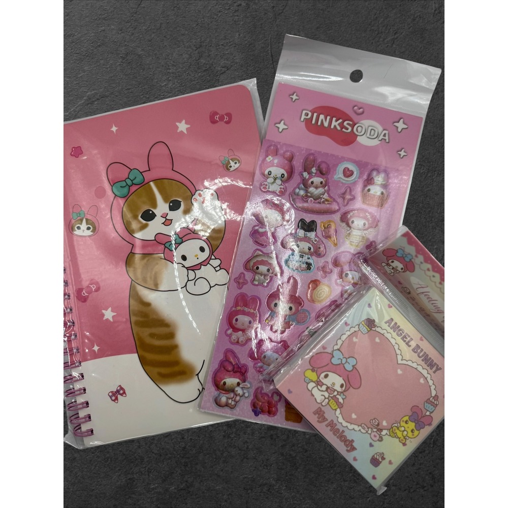Sanrio My Melody Stationery Set Pink Spiral Notebook Stickers Memo Pad